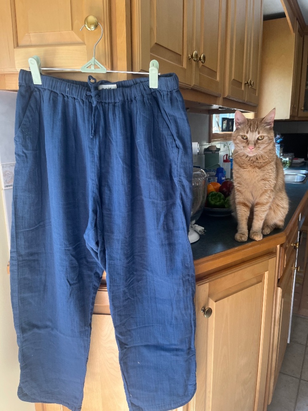 Pact Blue Gauze Pants, L